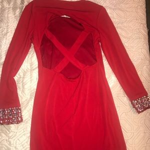It’s red simple elegant dress !
